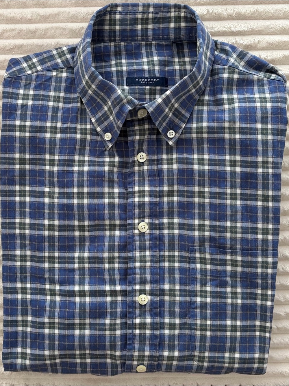 Burberry London USA Made Vintage 90’s Blue Tartan Plaid Shirt Men’s XL